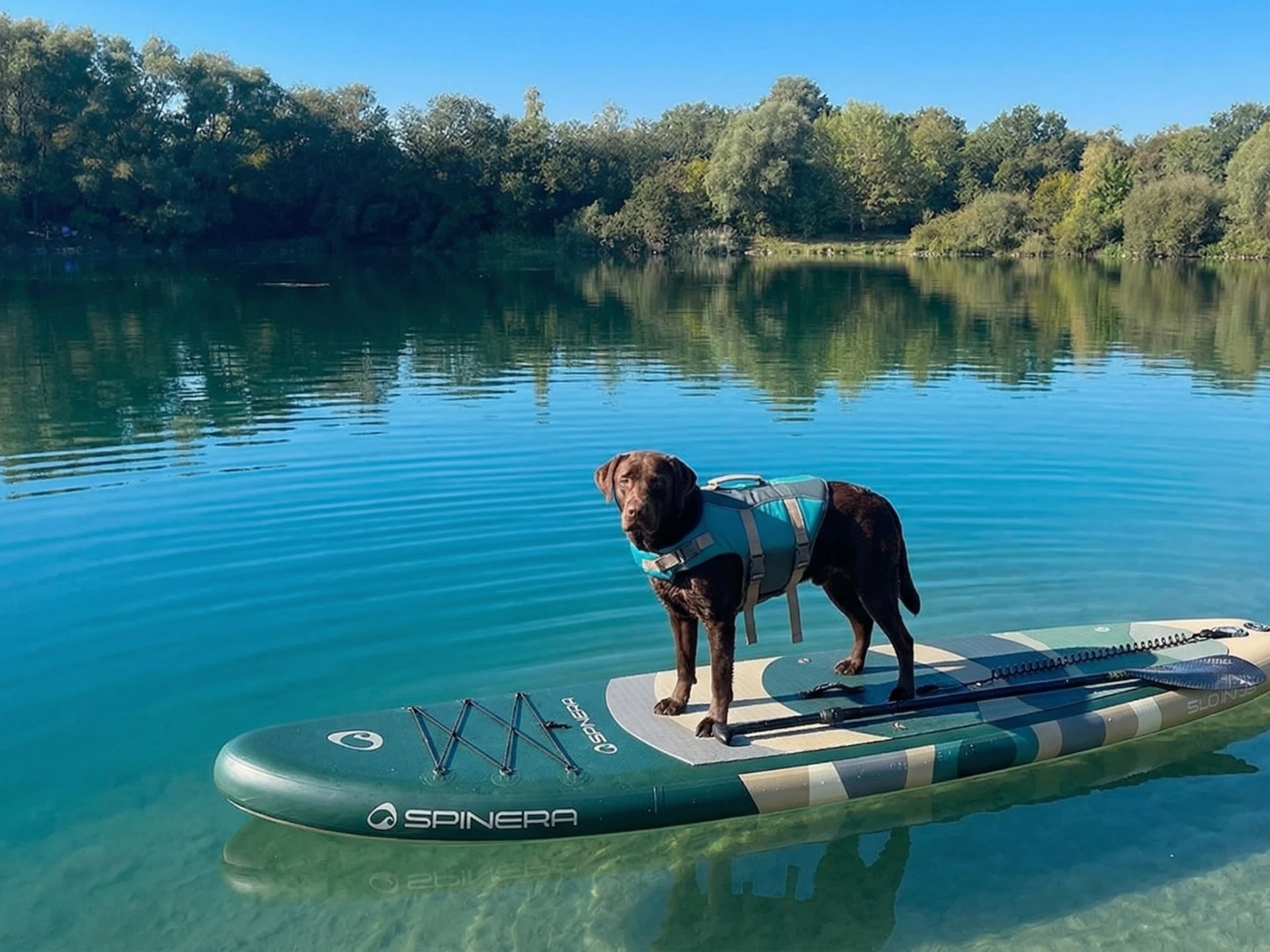Hund auf Stand-up Board
